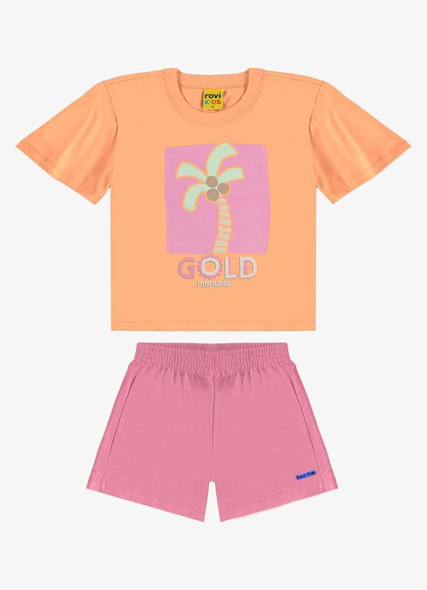 Rovi Kids - Conjunto Infantil Blusa com Shorts Laranja 6