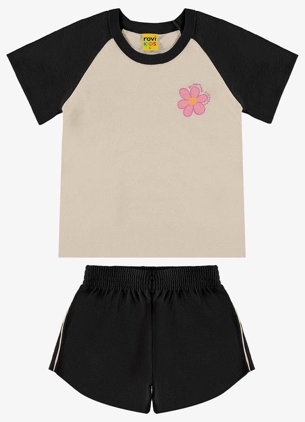 Rovi Kids - Conjunto Infantil Blusa com Shorts Preto