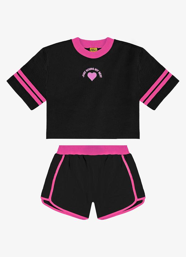 Rovi Kids - Conjunto Infantil Blusa com Shorts Preto