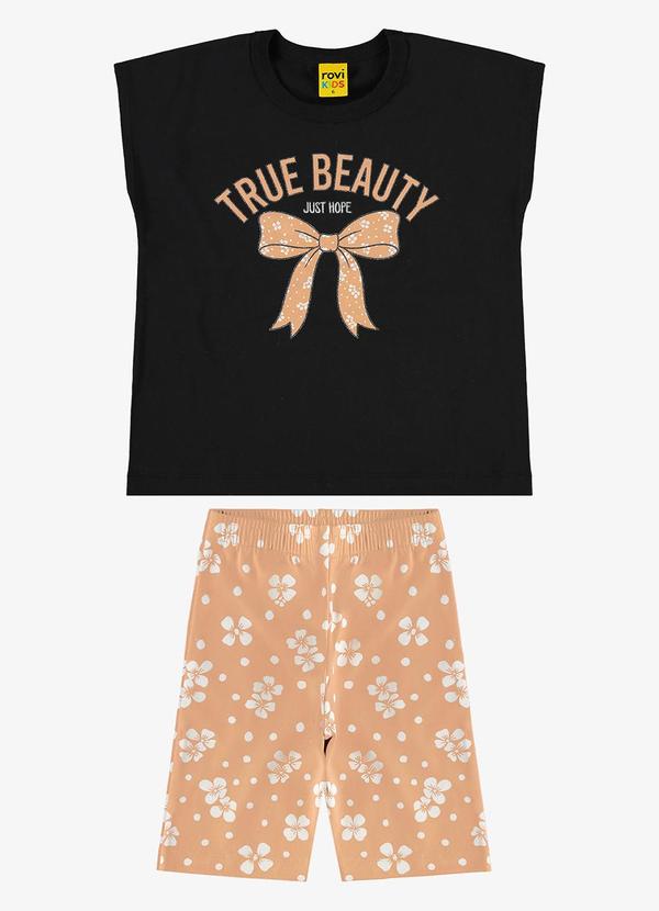 Rovi Kids - Conjunto Infantil Blusa com Shorts Preto