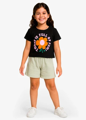 Select - Conjunto Infantil Blusa com Shorts Preto - SELECT