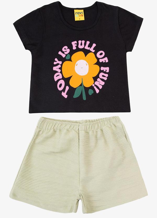 Select - Conjunto Infantil Blusa com Shorts Preto 3