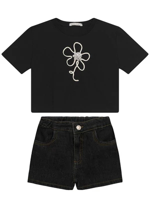 Trick Nick - Conjunto Infantil Blusa com Shorts Preto - TRICK NICK