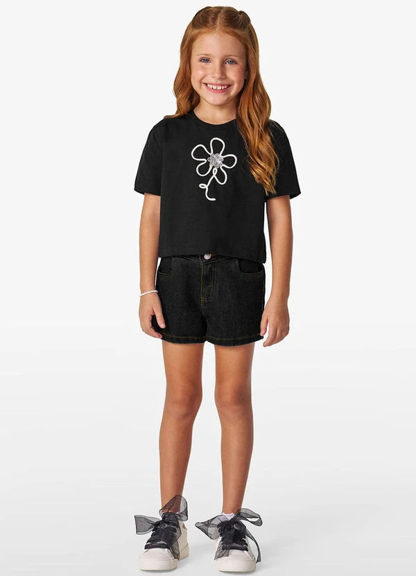 Trick Nick - Conjunto Infantil Blusa com Shorts Preto