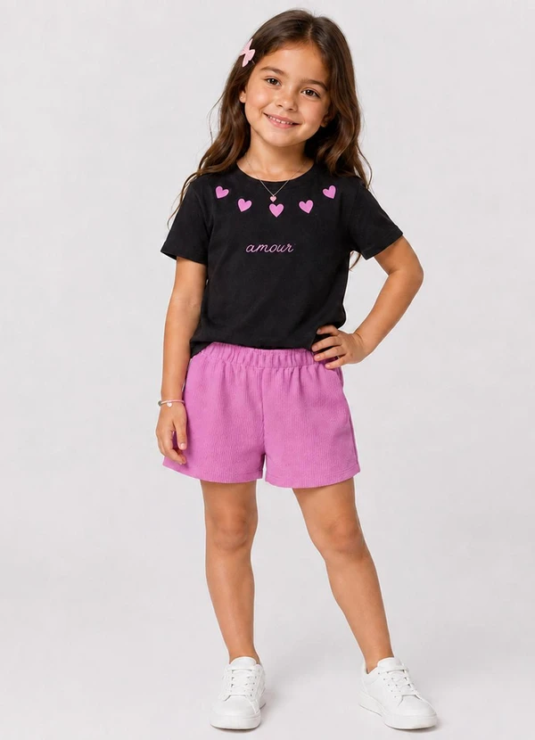 Select - Conjunto Infantil Blusa com Shorts Preto