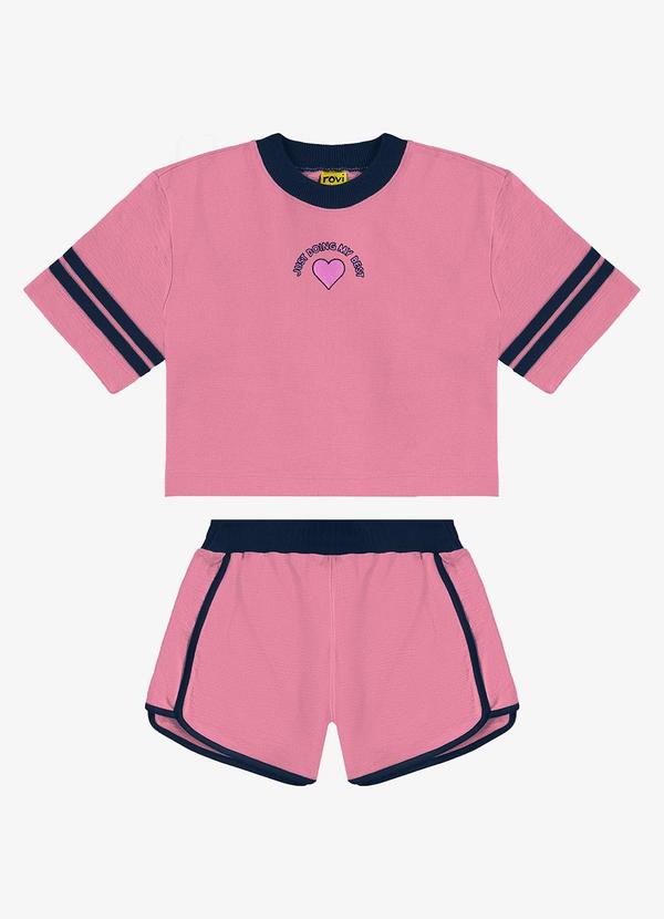 Rovi Kids - Conjunto Infantil Blusa com Shorts Rosa