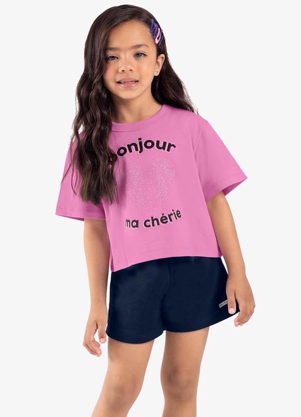 Rovi Kids - Conjunto Infantil Blusa com Shorts Rosa