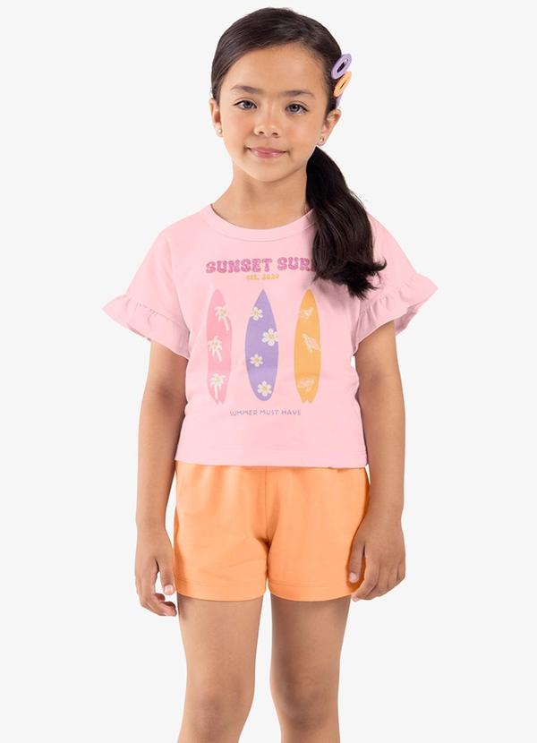 Rovi Kids - Conjunto Infantil Blusa com Shorts Rosa