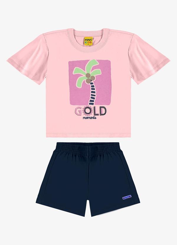 Rovi Kids - Conjunto Infantil Blusa com Shorts Rosa