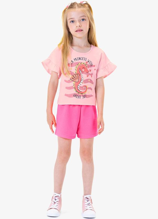 Rovi Kids - Conjunto Infantil Blusa com Shorts Rosa
