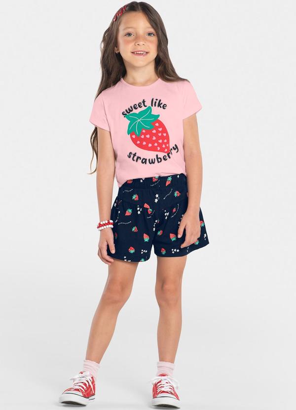 Rovi Kids - Conjunto Infantil Blusa com Shorts Rosa