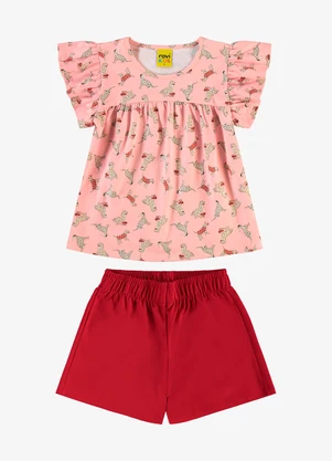 Rovi Kids - Conjunto Infantil Blusa com Shorts Rosa - ROVI KIDS