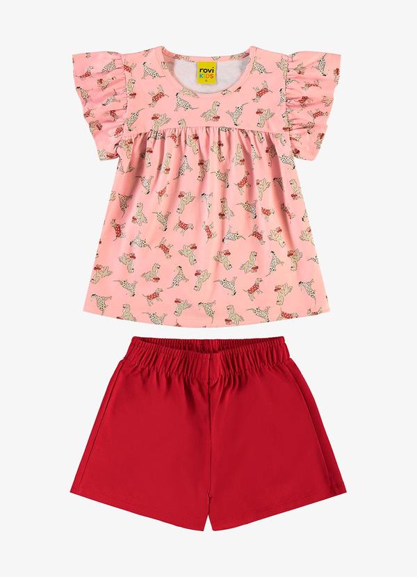 Rovi Kids - Conjunto Infantil Blusa com Shorts Rosa