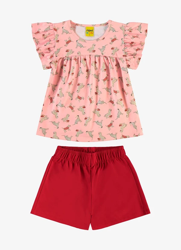 Rovi Kids - Conjunto Infantil Blusa com Shorts Rosa
