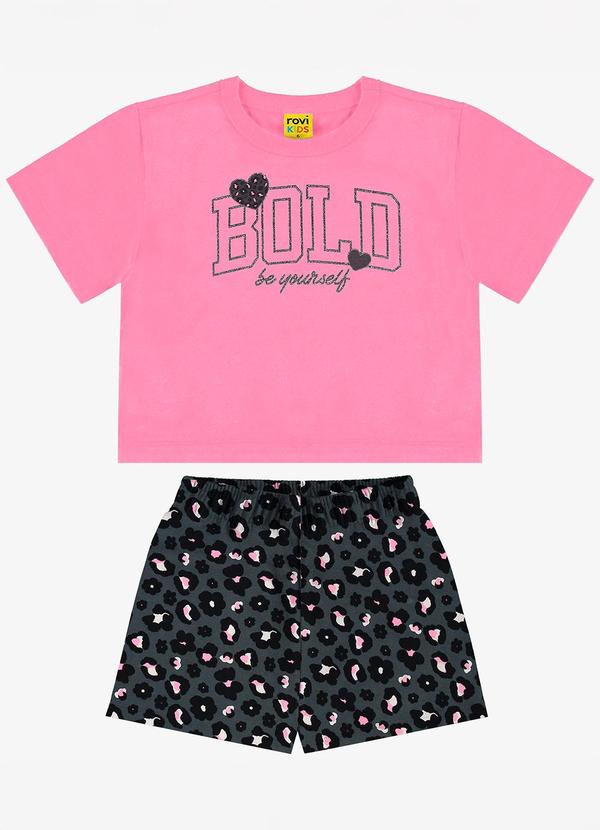 Rovi Kids - Conjunto Infantil Blusa com Shorts Rosa