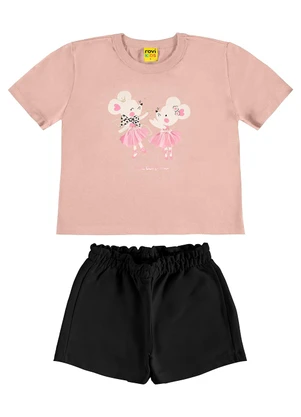 Rovi Kids - Conjunto Infantil Blusa com Shorts Rosa - ROVI KIDS