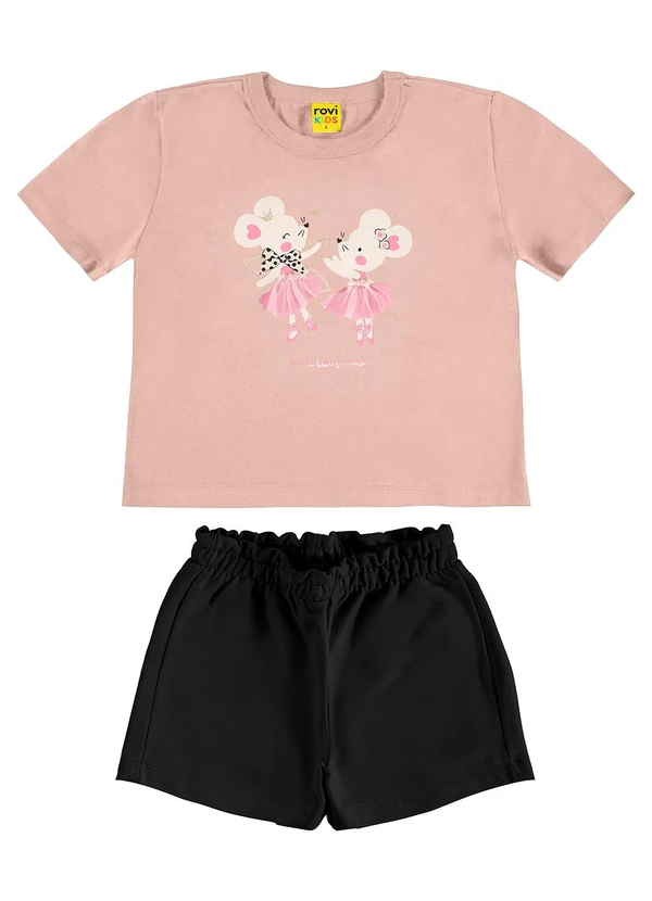 Rovi Kids - Conjunto Infantil Blusa com Shorts Rosa
