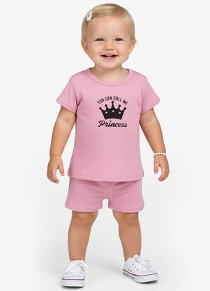 Select - Conjunto Infantil Blusa com Shorts Rosa - SELECT