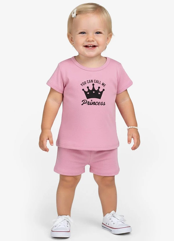 Select - Conjunto Infantil Blusa com Shorts Rosa