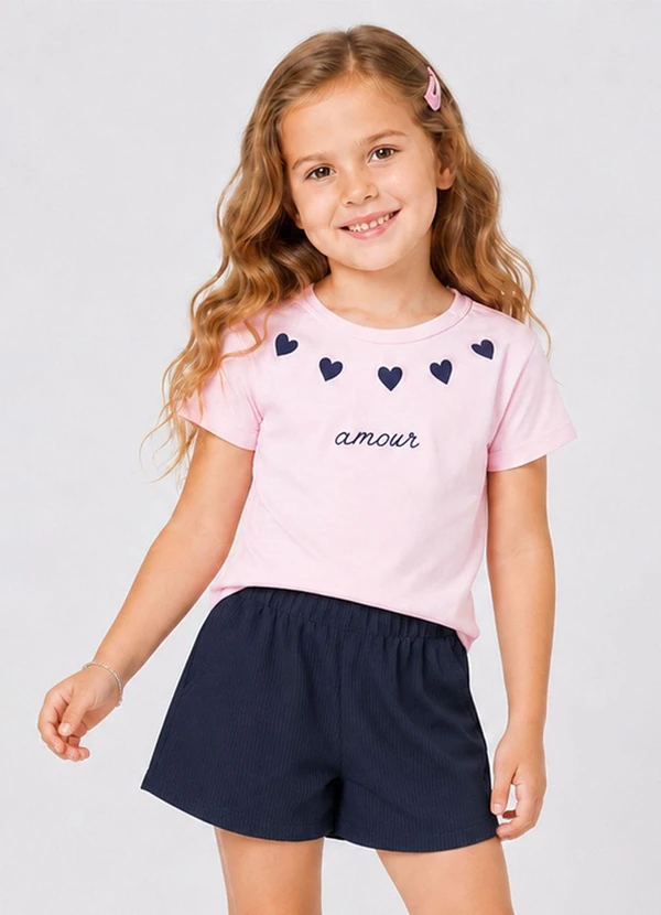 Select - Conjunto Infantil Blusa com Shorts Rosa