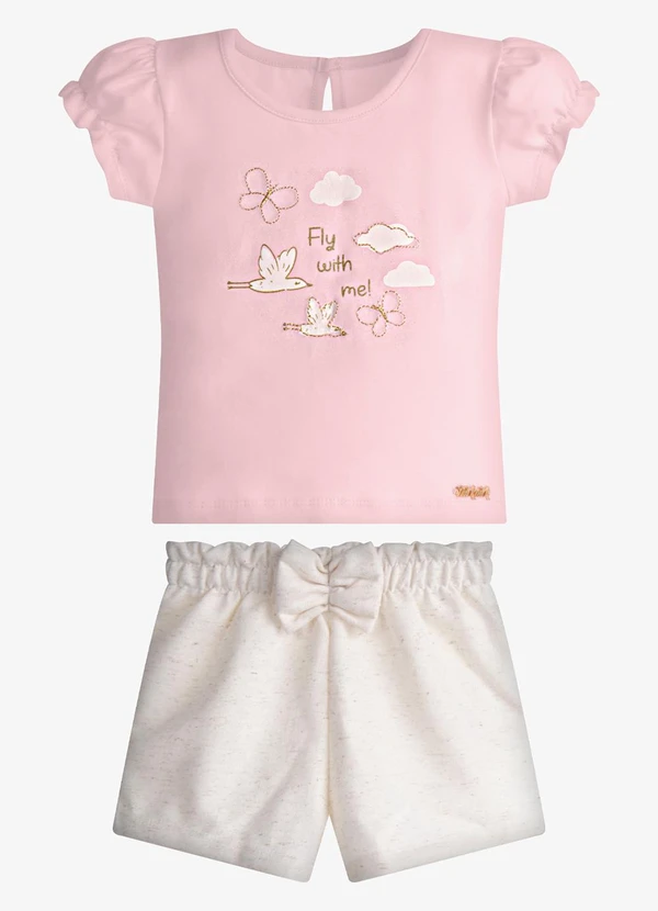 Trick Nick - Conjunto Infantil Blusa com Shorts Rosa