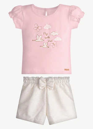 Trick Nick - Conjunto Infantil Blusa com Shorts Rosa - TRICK NICK