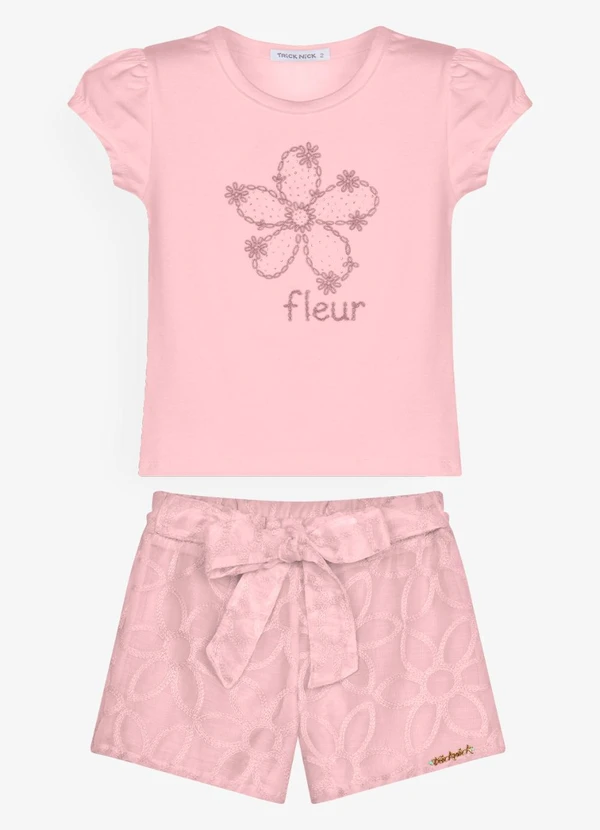 Trick Nick - Conjunto Infantil Blusa com Shorts Rosa