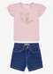 Trick Nick - Conjunto Infantil Blusa com Shorts Bege - variação: Rosa
