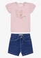 Trick Nick - Conjunto Infantil Blusa com Shorts Bege - variação: Rosa