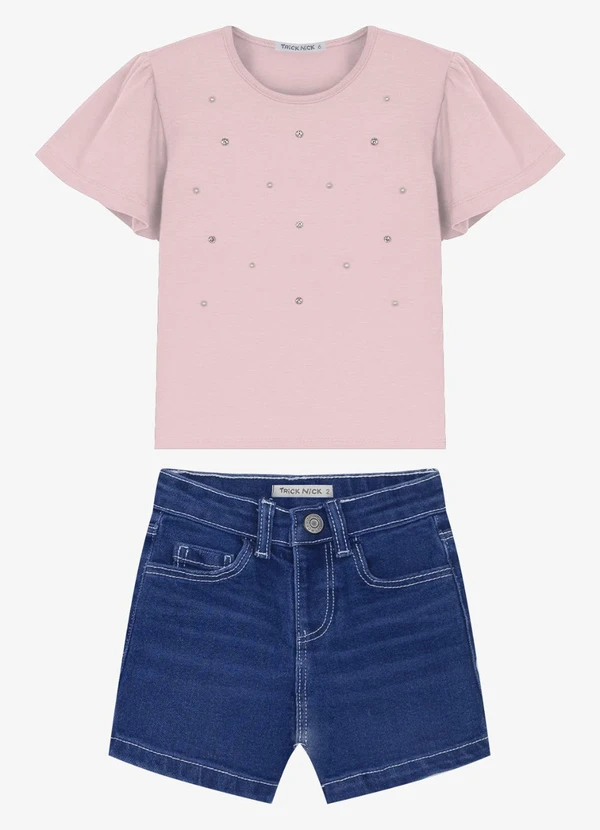 Trick Nick - Conjunto Infantil Blusa com Shorts Rosa