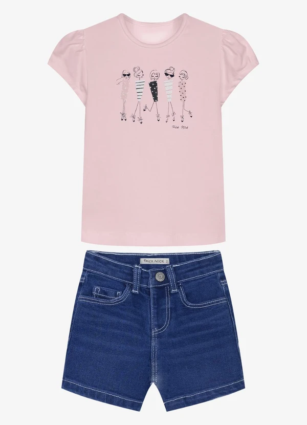 Trick Nick - Conjunto Infantil Blusa com Shorts Rosa