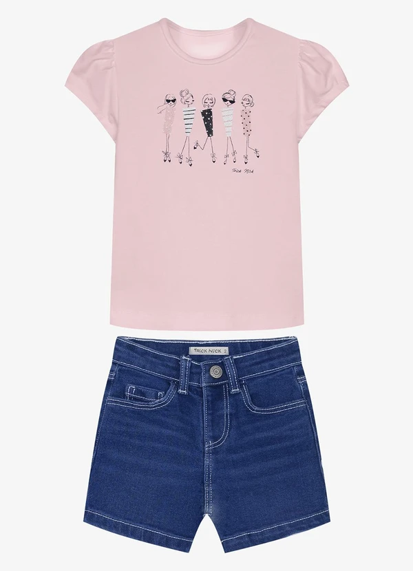Trick Nick - Conjunto Infantil Blusa com Shorts Rosa
