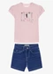 Trick Nick - Conjunto Infantil Blusa com Shorts Bege - variação: Rosa