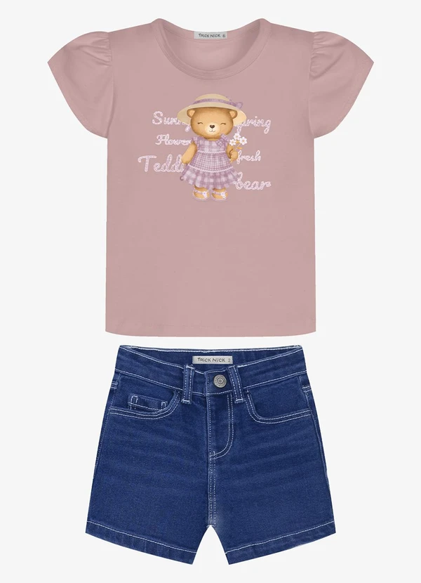 Trick Nick - Conjunto Infantil Blusa com Shorts Rosa