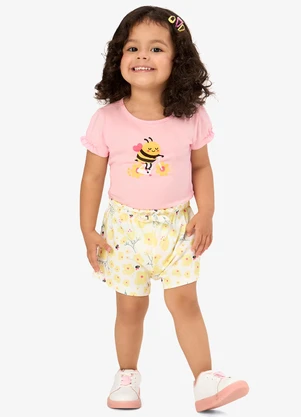 Rovi Kids - Conjunto Infantil Blusa com Shorts Rosa - ROVI KIDS