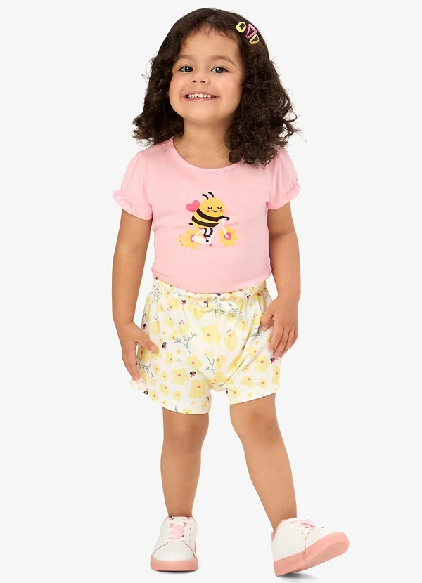 Rovi Kids - Conjunto Infantil Blusa com Shorts Rosa