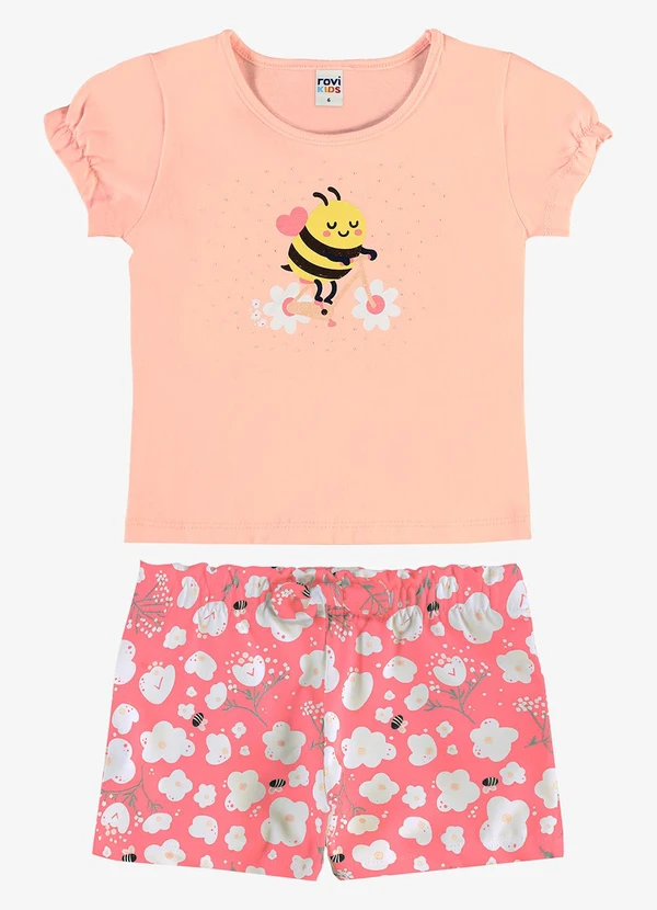 Rovi Kids - Conjunto Infantil Blusa com Shorts Rosa