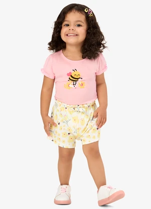 Rovi Kids - Conjunto Infantil Blusa com Shorts Rosa - ROVI KIDS