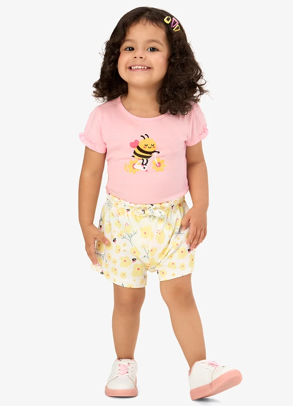 Rovi Kids - Conjunto Infantil Blusa com Shorts Rosa