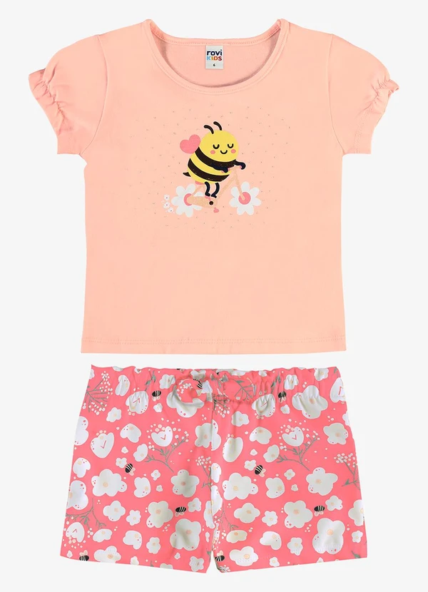 Rovi Kids - Conjunto Infantil Blusa com Shorts Rosa