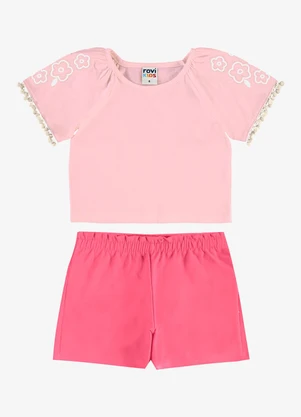 Rovi Kids - Conjunto Infantil Blusa com Shorts Rosa - ROVI KIDS