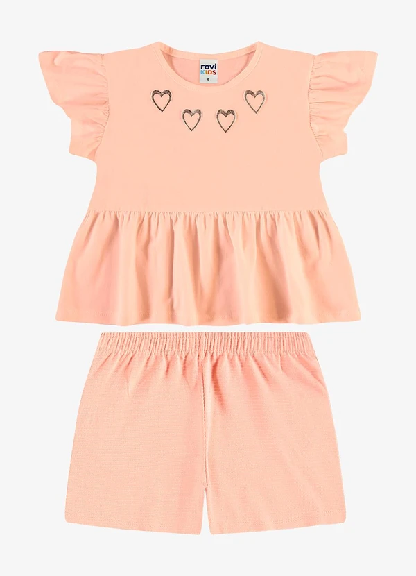 Rovi Kids - Conjunto Infantil Blusa com Shorts Rosa