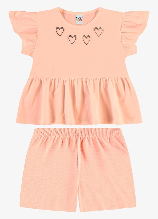 Rovi Kids - Conjunto Infantil Blusa com Shorts Rosa