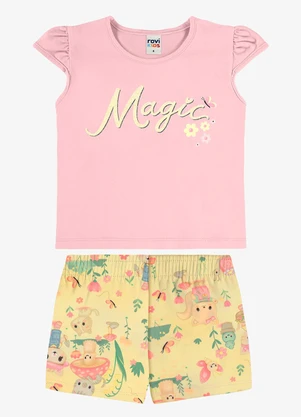 Rovi Kids - Conjunto Infantil Blusa com Shorts Rosa - ROVI KIDS