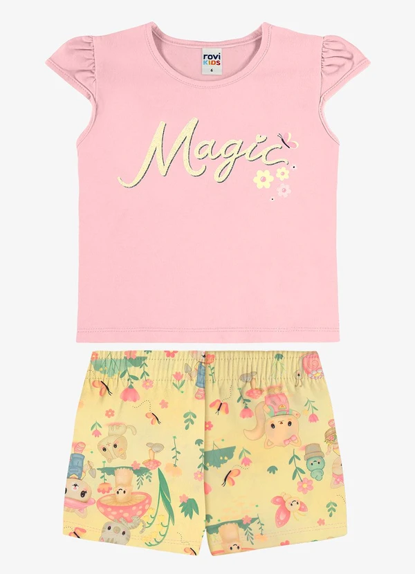 Rovi Kids - Conjunto Infantil Blusa com Shorts Rosa