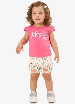 Rovi Kids - Conjunto Infantil Blusa com Shorts Rosa - ROVI KIDS
