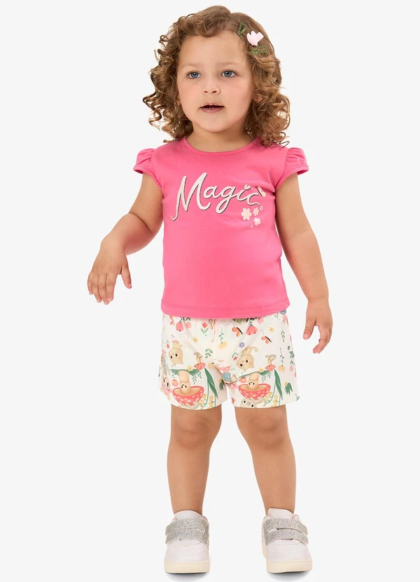 Rovi Kids - Conjunto Infantil Blusa com Shorts Rosa