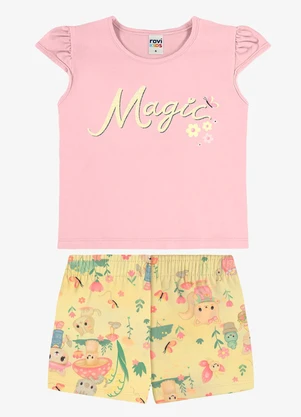 Rovi Kids - Conjunto Infantil Blusa com Shorts Rosa - ROVI KIDS