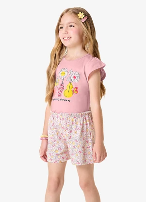 Rovi Kids - Conjunto Infantil Blusa com Shorts Rosa - ROVI KIDS