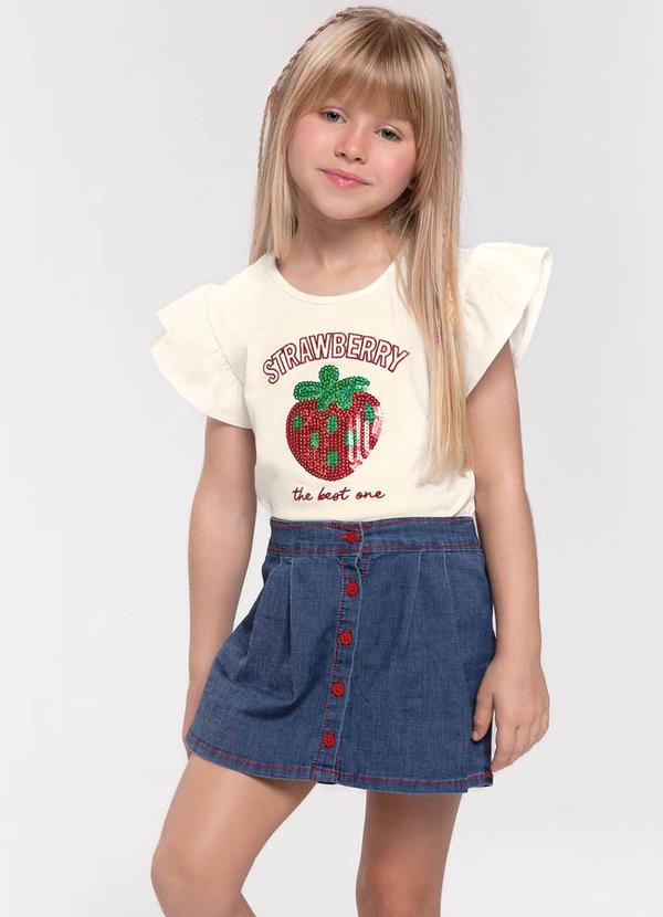 Trick Nick - Conjunto Infantil Blusa com Shorts Saia Bege